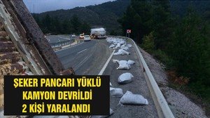Şeker Pancarı Yüklü Kamyon Devrildi