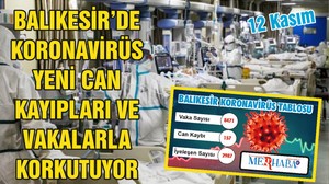 BALIKESİR’DE 12 KASIM KORONAVİRÜS TABLOSU
