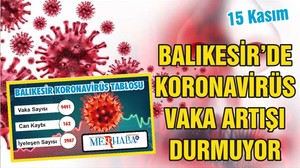 BALIKESİR’DE 15 KASIM KORONAVİRÜS TABLOSU