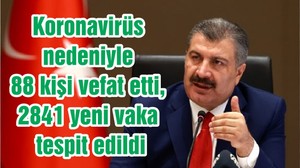 Koronavirüs nedeniyle 88 kişi vefat etti, 2841 yeni vaka tespit edildi