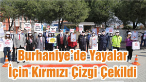 Burhaniye’de Yayalar İçin Kırmızı Çizgi Çekildi