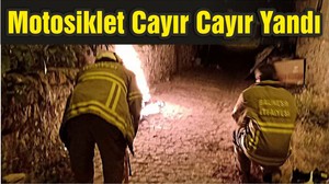Motosiklet Cayır Cayır Yandı