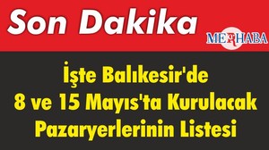 Balıkesir'de 8 ve 15 Mayıs'ta Kurulması Planlanan Pazaryerlerinin Listesi Belli Oldu