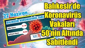 Balıkesir’de Koronavirüs Vakaları 50'nin Altında Sabitlendi