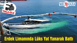 Erdek Limanında Lüks Yat Yanarak Battı