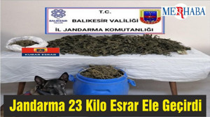 Jandarma 23 Kilo Esrar Ele Geçirdi