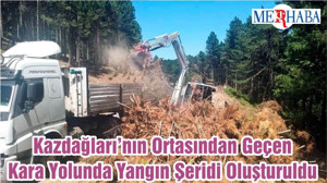 Kazdağları’nın Ortasından Geçen Kara Yolunda Yangın Şeridi Oluşturuldu