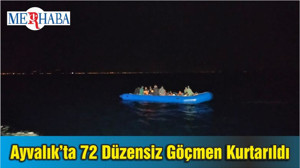 Ayvalık Açıklarında 72 Düzensiz Göçmen Kurtarıldı