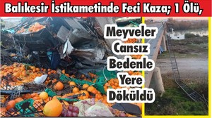 Balıkesir İstikametinde Feci Kaza; 1 Ölü, Meyveler Cansız Bedenle Yere Döküldü