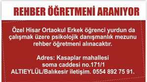 Rehber Öğretmeni Aranıyor