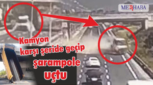 Damperi Açık Kamyon karşı şeride geçip şarampole uçtu