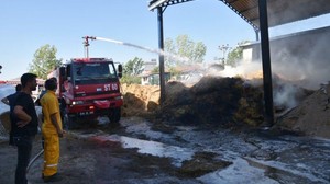 Sındırgı'da Saman Deposu Tutuştu