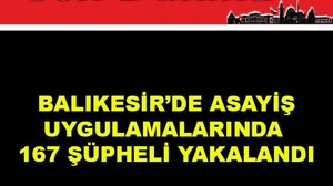 Balıkesir’de Asayiş Uygulamalarında 167 Şüpheli Yakalandı