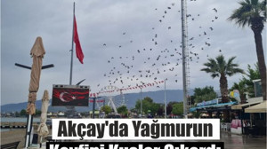 Akçay'da Yağmurun Keyfini Kuşlar Çıkardı