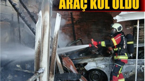 Ayvalık’ta Garajda Çıkan Yangında Bir Araç Kül Oldu