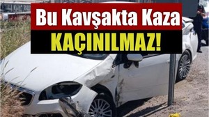 Bu Kavşakta Kaza Kaçınılmaz! İki Araç Çarpıştı