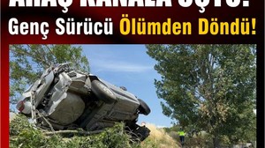 Genç Sürücü Arabayla Kanala Uçtu! Ağaçta Asılı Kaldı