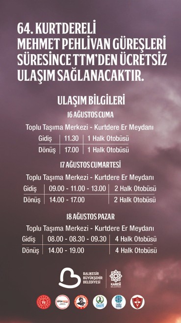 Kurtdereli Güreşleri'ne Ücretsiz Ulaşım İmkanı Kurtdereli Güreşleri'ne Ücretsiz Ulaşım İmkanı