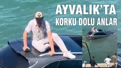 Ayvalık’ta Otomobil Denize Uçtu