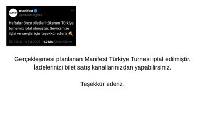 Manifest Türkiye Turnesini İptal etti! Biletler Tükenmişti....
