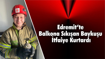 Edremit’te Balkona Sıkışan Baykuşu İtfaiye Kurtardı