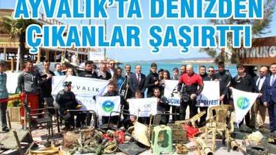 Ayvalık'ta deniz temizliğinden çıkanlar şaşırttı