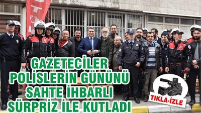 Gazetecilerden polislere sahte bomba ihbarlı kutlama