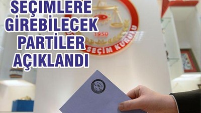 SEÇİMLERE GİREBİLECEK PARTİLER AÇIKLANDI