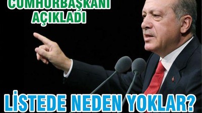 CUMHURBAŞKANI AÇIKLADI LİSTEDE NEDEN YOKLAR?