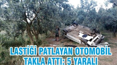 Lastiği Patlayan Otomobil Takla Attı: 5 Yaralı