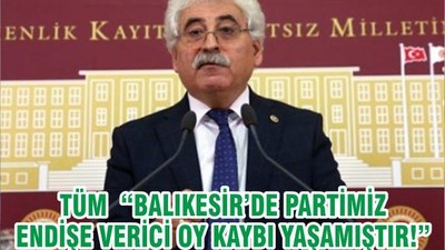 TÜM “BALIKESİR’DE PARTİMİZ ENDİŞE VERİCİ OY KAYBI YAŞAMIŞTIR!”