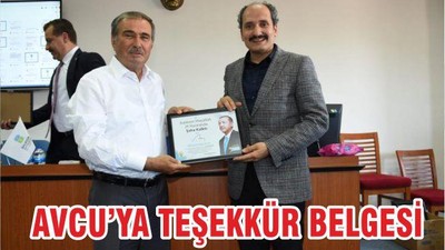 AVCU’YA TEŞEKKÜR BELGESİ