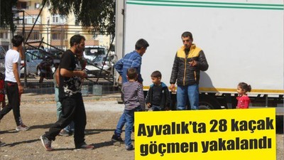 Ayvalık’ta 28 kaçak göçmen yakalandı
