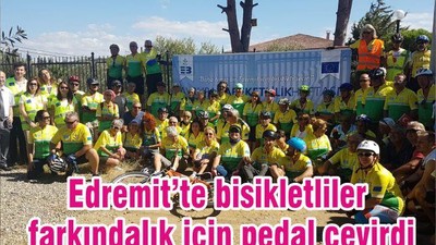 Edremit’te bisikletliler farkındalık için pedal çevirdi