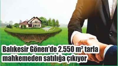 Balıkesir Gönen'de 2.550 m² tarla mahkemeden satılığa çıkıyor