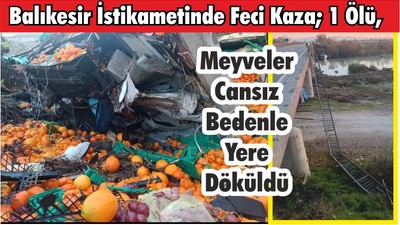 Balıkesir İstikametinde Feci Kaza; 1 Ölü, Meyveler Cansız Bedenle Yere Döküldü
