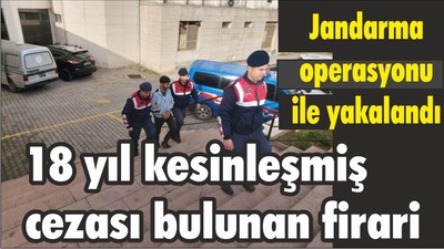 18 yıl kesinleşmiş cezası bulunan firari, Jandarma operasyonu ile yakalandı