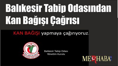 Balıkesir Tabip Odasından Kan Bağışı Çağrısı