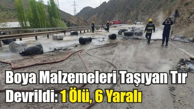 Boya Malzemeleri Taşıyan Tır Devrildi: 1 Ölü, 6 Yaralı