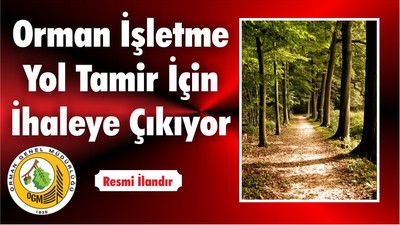 Orman İşletme Yol Tamir İçin İhaleye Çıkıyor