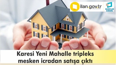 Karesi Yeni Mahalle'de tripleks mesken icradan satılık