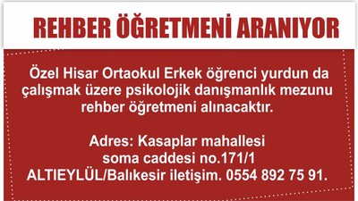 Rehber Öğretmeni Aranıyor