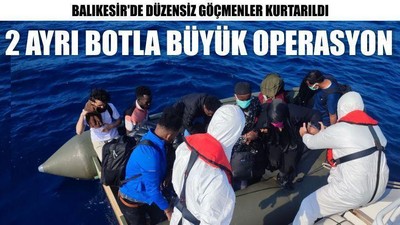 Balıkesir'de Düzensiz Göçmenler Kurtarıldı