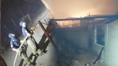 Balıkesir İtfaiyesi Çanakkale'deki Evleri Yangından Korumaya Çalışıyor
