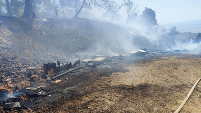 Edremit'te Yangında Arı Kovanları Telef Oldu
