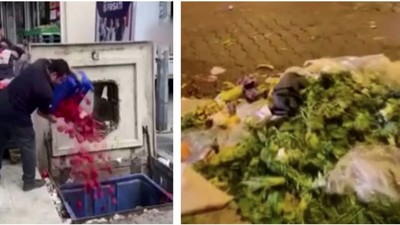 Pes Dedirten Görüntüler: Yiyecekleri Çöpe Attılar