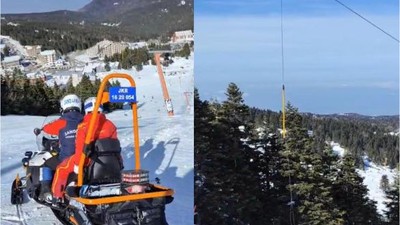 Uludağ'da Telesiyejin telleri koptu, bir turist yaralandı