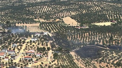 Balıkesir'de çöplükten zeytinliğe ve tarım arazisine sıçrayan yangın söndürüldü