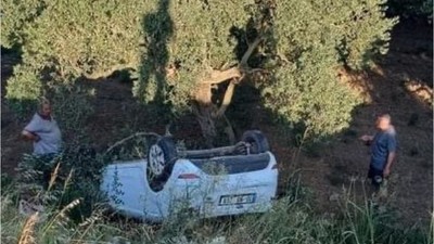 Erdek'te Otomobil Şarampole Uçtu!