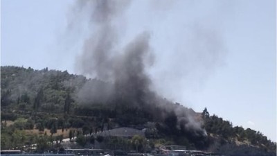 Erdek’te Denizde Yangın Korkusu